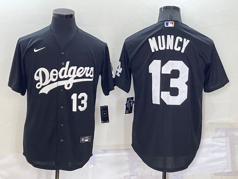 Men Los Angeles Dodgers 13 Muncy Black Inversion Nike 2022 MLB Jersey